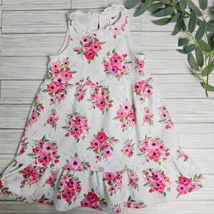 Janie and Jack White Dress with Pink Floral Pattern